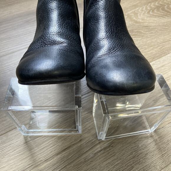 Tory Burch Cleveland Ankle Bootie Women Sz 8.5 Black Leather Block Heel Gold - Picture 6 of 12